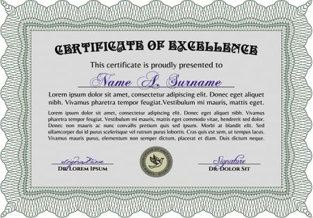 Certificate. Elegant design. With linear background. Money style.