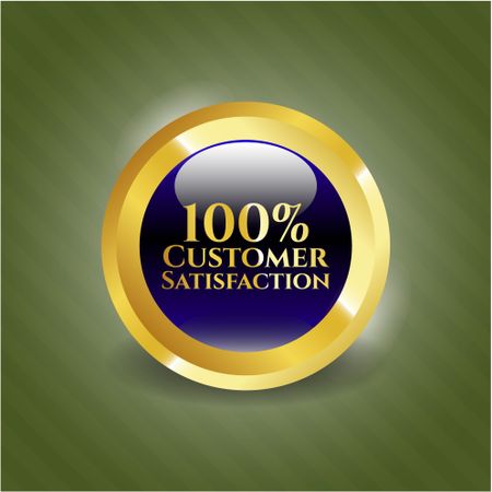 100% Customer Satisfaction gold shiny emblem