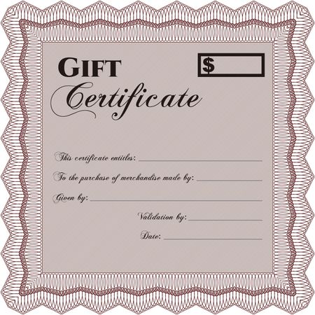 Formal Gift Certificate template. Excellent design. With complex background. Vector illustration.