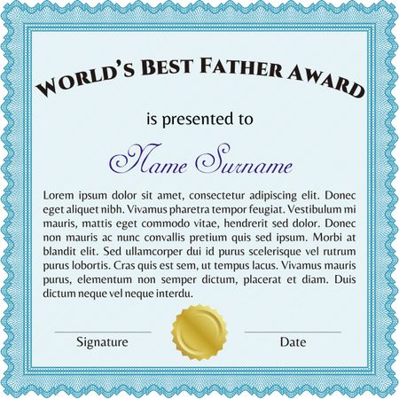 World's Best Father Award. Border, frame.Beauty design. With linear background. 