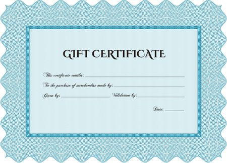 Gift certificate. With complex background. Border, frame.Complex design. 
