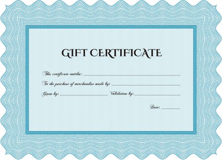 Gift certificate. With complex background. Border, frame.Complex design.