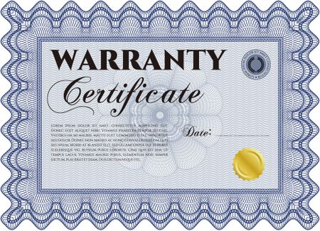 Sample Warranty certificate. Complex border. Very Customizable. With complex background.