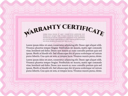 Sample Warranty template. It includes background. Very Detailed. Complex border. 
