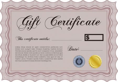 Gift certificate. Artistry design. Customizable, Easy to edit and change colors.With guilloche pattern. 
