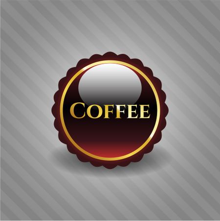 Coffee red shiny badge