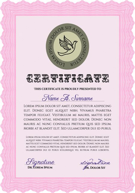 Sample Diploma. Modern design. Frame certificate template Vector.With background. 