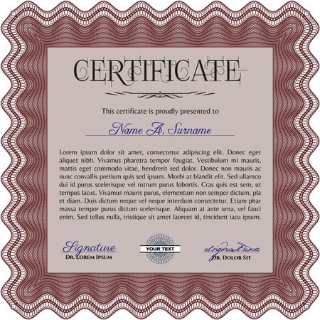 Certificate of achievement template. With guilloche pattern. Diploma of completion.Retro design. 