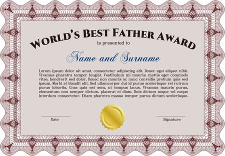 Award: Best dad in the world. Lovely design. Customizable, Easy to edit and change colors.With linear background. 