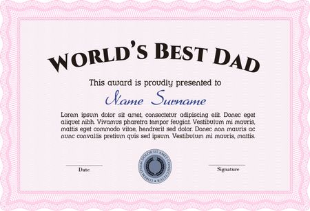 Award: Best dad in the world. With linear background. Cordial design. Vector illustration.