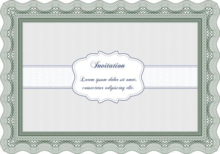 Formal invitation template. Complex design. With guilloche pattern. Detailed.