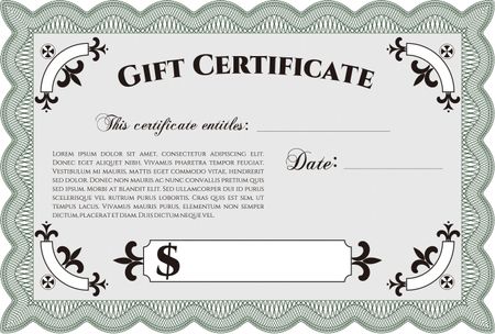 Gift certificate. With complex background. Lovely design. Detailed.