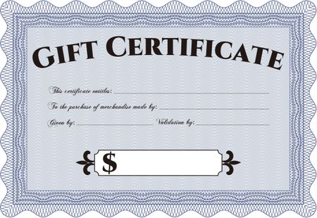 Formal Gift Certificate template. Artistry design. Printer friendly. Customizable, Easy to edit and change colors.