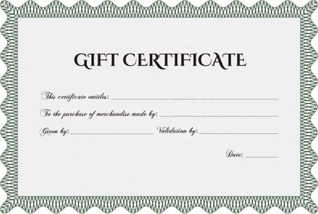 Modern gift certificate. Beauty design. With quality background. Border, frame.