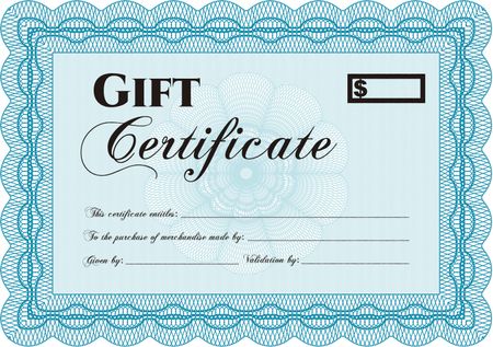 Vector Gift Certificate. With guilloche pattern and background. Superior design. Border, frame.