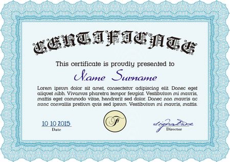 Diploma. Excellent design. Complex background. Vector pattern that is used in money and certificate.