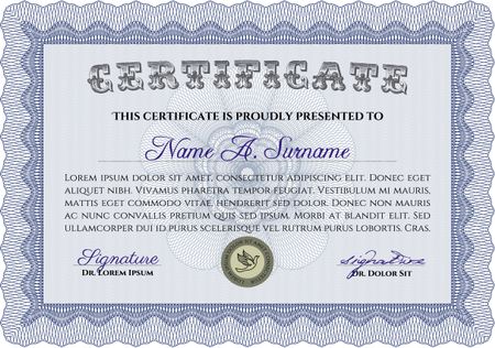 Diploma or certificate template. With quality background. Vector certificate template.Lovely design. 