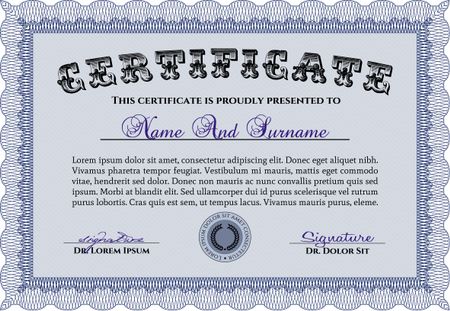Certificate template. Beauty design. With great quality guilloche pattern. Detailed.