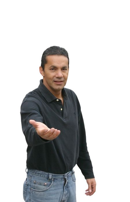 casual man offering his hand