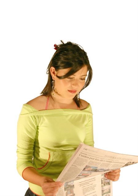 young student reading newspaper