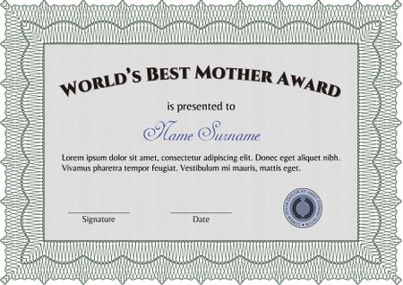 Best Mother Award Template. Detailed.Retro design. Printer friendly. 