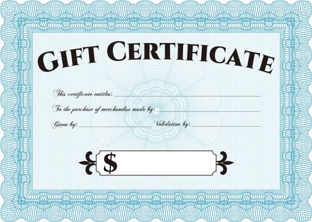 Vector Gift Certificate. Lovely design. Border, frame.Easy to print. 