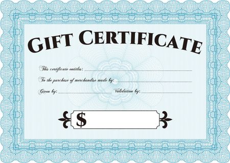 Vector Gift Certificate. Lovely design. Border, frame.Easy to print.