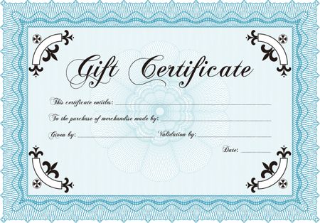 Vector Gift Certificate template. Complex background. Elegant design. Detailed.