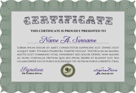 Diploma template. Cordial design. Money style.With quality background. 