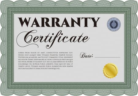Template Warranty certificate. Very Customizable. With background. With sample text. 