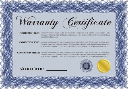 Warranty template. With background. With sample text. Very Customizable. 