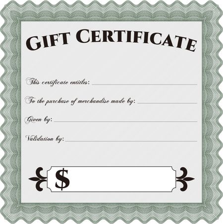 Vector Gift Certificate template. Easy to print. Retro design. Border, frame.