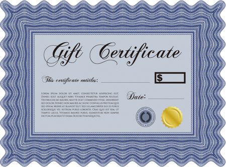Vector Gift Certificate template. Border, frame.With complex background. Nice design. 