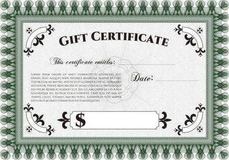 Retro Gift Certificate template. Retro design. Detailed.Easy to print. 