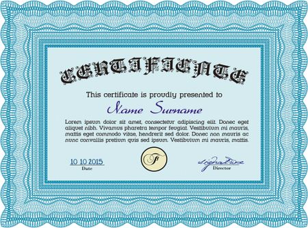 Certificate. Elegant design. Vector pattern that is used in money and certificate.With guilloche pattern and background. 