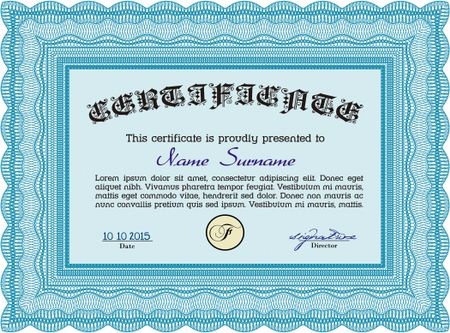 Certificate. Elegant design. Vector pattern that is used in money and certificate.With guilloche pattern and background.