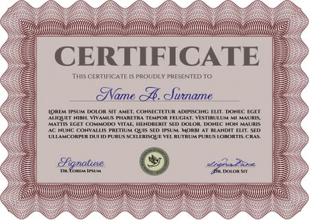 Sample Certificate. Complex background. Vector pattern that is used in currency and diplomas.Modern design. 