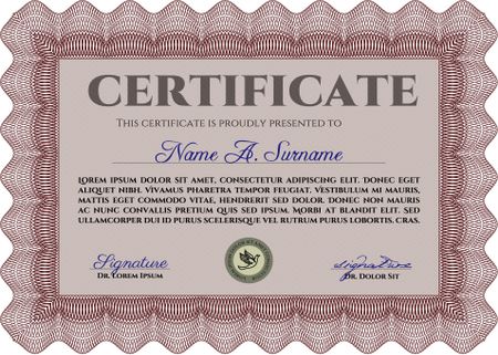 Sample Certificate. Complex background. Vector pattern that is used in currency and diplomas.Modern design.