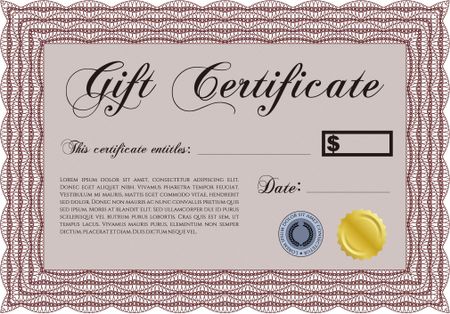Vector Gift Certificate. Cordial design. With complex background. Customizable, Easy to edit and change colors.