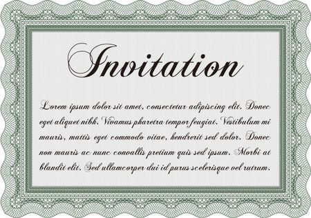 Formal invitation template. Nice design. With complex linear background. Detailed.