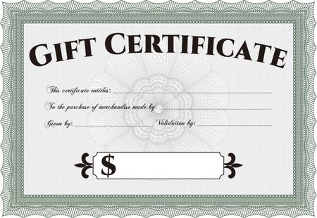 Vector Gift Certificate. With linear background. Border, frame.Good design.