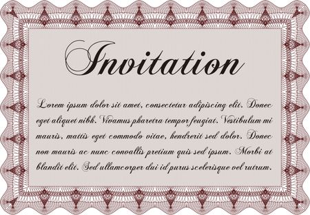 Invitation. With guilloche pattern and background. Customizable, Easy to edit and change colors.Sophisticated design. 