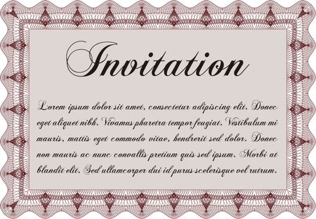 Invitation. With guilloche pattern and background. Customizable, Easy to edit and change colors.Sophisticated design.