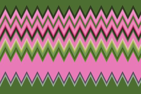 Varicolored abstract of zigzags, mostly pink and green, for illustration and background