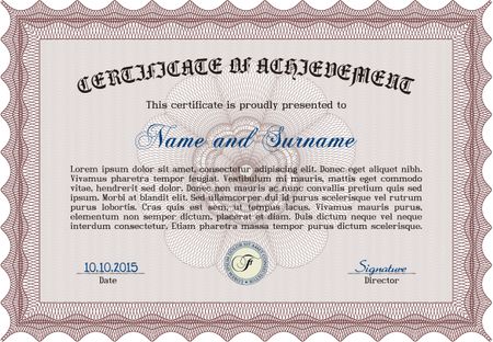 Certificate. Artistry design. With guilloche pattern. Vector illustration.