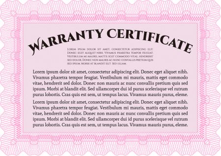 Sample Warranty template. Very Customizable. With background. Complex border design. 