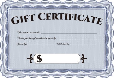 Formal Gift Certificate template. Nice design. Detailed.With complex linear background. 