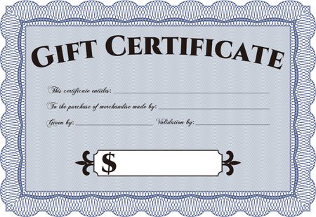 Formal Gift Certificate template. Nice design. Detailed.With complex linear background.