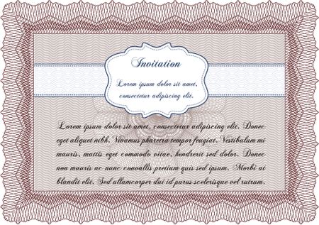Invitation template. Cordial design. Border, frame.With complex linear background. 