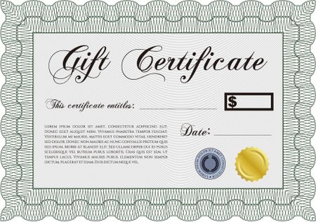 Formal Gift Certificate. Border, frame.With complex background. Cordial design. 